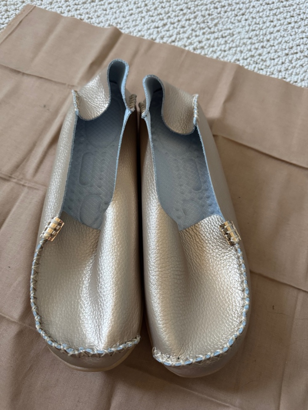 SHEIN Metallic Gold Moccasin Flats